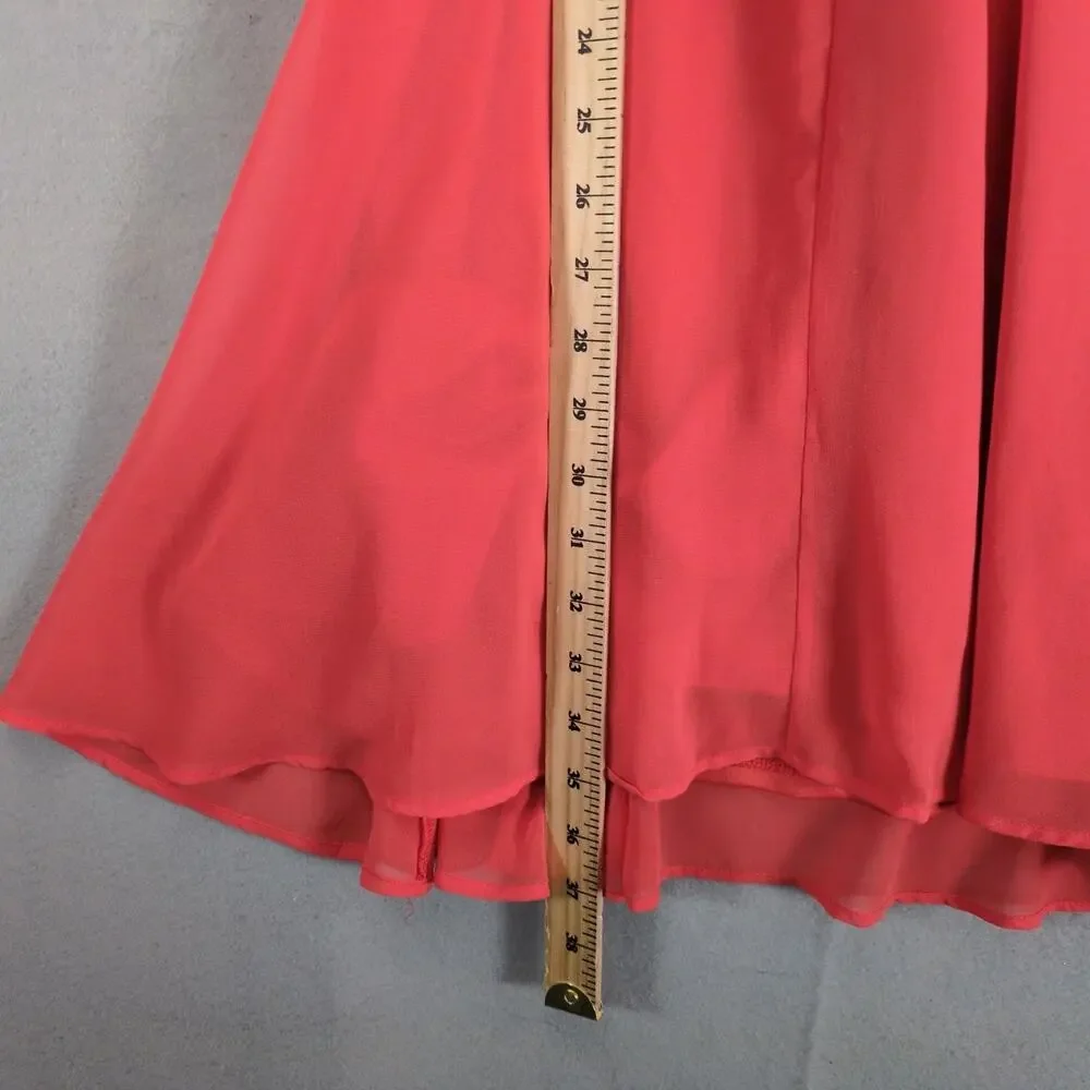 Sequin Hearts Orange Chiffon Sleeveless Mini Sun Dress Jr Sz M Lattice Straps - Picture 6 of 10